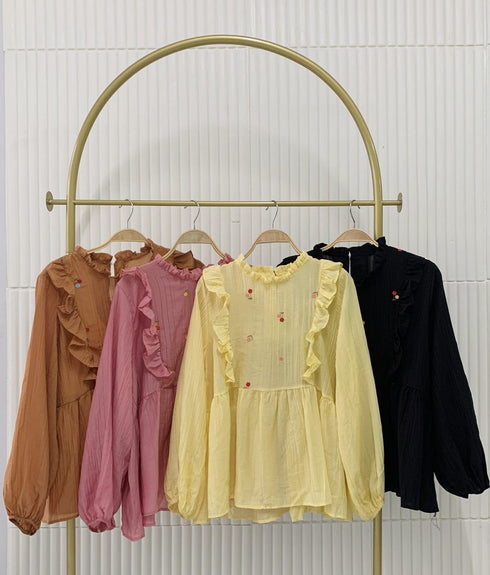 Long Sleeves Ruffle Blouse